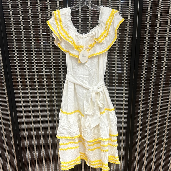 Lisa Marie Fernandez White Dress with Yellow Accents - Picture 1 of 6